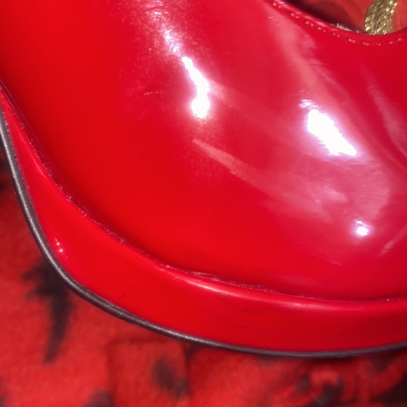 MOSCHINO EUC Red Patent Leather Studded Bow Pumps - Picture 12 of 16